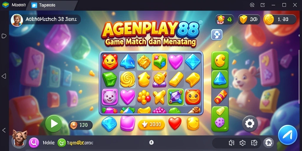 Tampilan seru gameplay AGENPLAY88 saat mencocokkan elemen match-3.