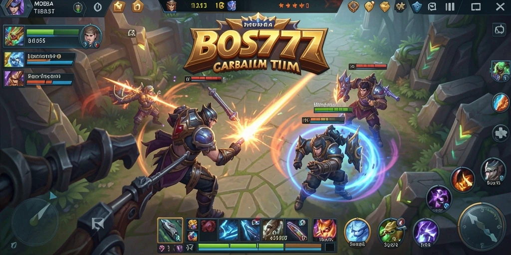 Tangkapan layar utama gameplay <strong>BOS777</strong> yang menampilkan aksi pertempuran seru.