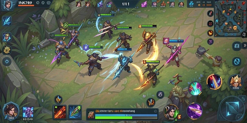 Screenshot utama INK789 menampilkan aksi seru dalam pertandingan MOBA.