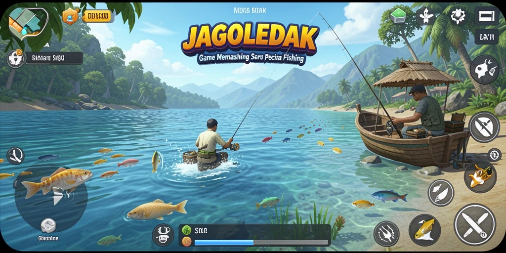 Gameplay JAGOLEDAK yang menampilkan keseruan memancing.