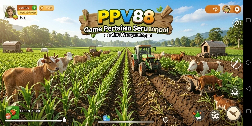 Tampilan gameplay PPV88 dengan aktivitas berkebun yang seru.