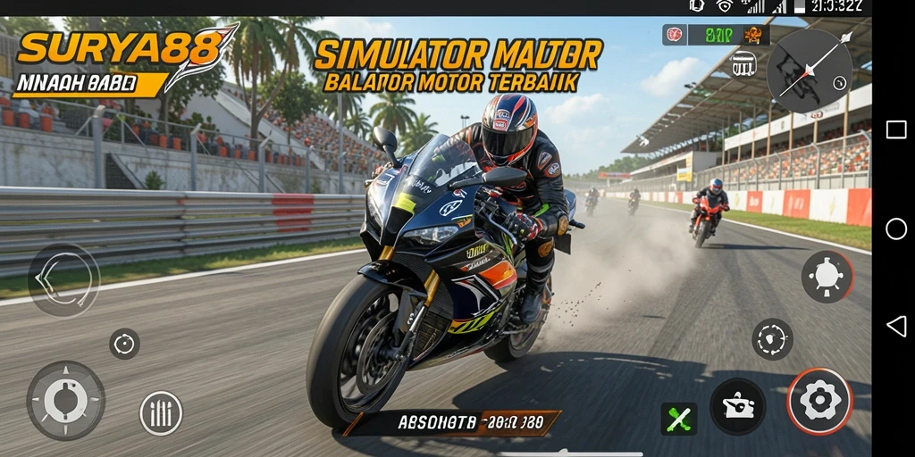 Tampilan gameplay balap motor yang mendebarkan dan realistis.