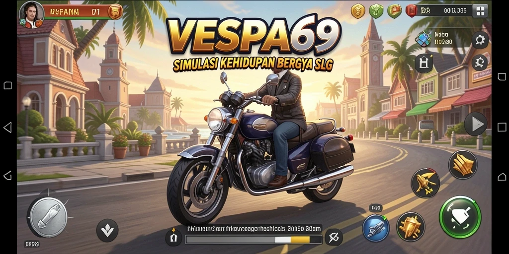 Screenshot VESPA69 menampilkan gameplay dinamis dan interaksi sosial.