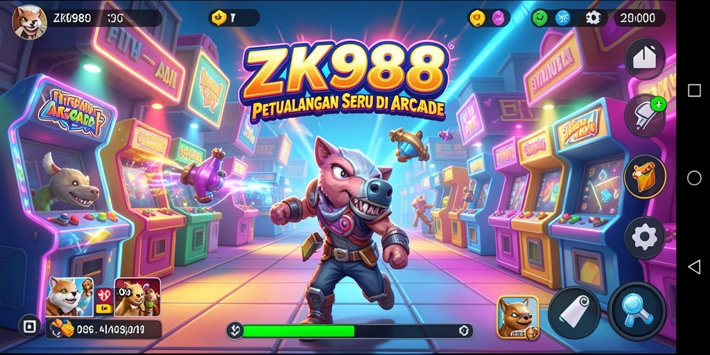 Tampilan gameplay ZK988 yang penuh warna dan menantang.